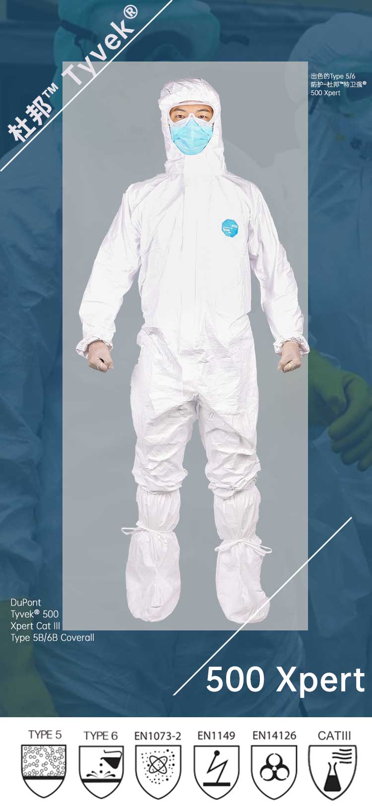 杜邦™ Tyvek® 500 Xpert 防护服